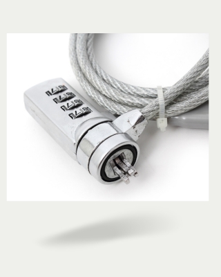 Câble Antivol T'nB 3 En 1 – Compatible T-Bar, Nano Et Wedge – Acier Tressé, 1,80 M, Gris