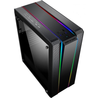 IONZ Gamer Edition Boîtier PC M/ATX avec panneau latéral en verre